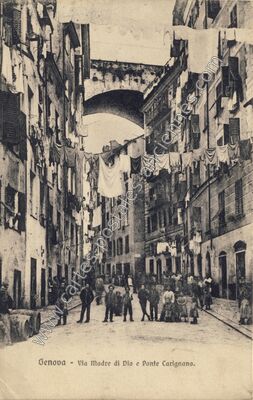 Carte postale ancienne Via Madre di Dio e Ponte Carignano — Genova — Italie