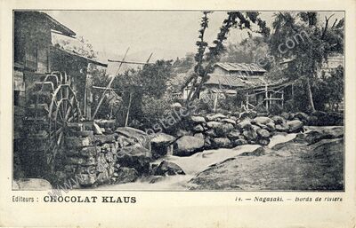 Carte postale ancienne Bords de riviere — Nagasaki — Japon
