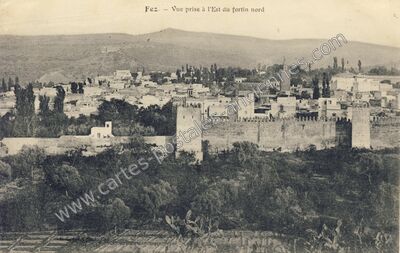 Carte postale ancienne Vue prise à l'Est du fortin nord — Fez — Maroc