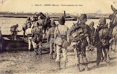 Carte postale ancienne Embarquement des bêtes — Rabat — Maroc