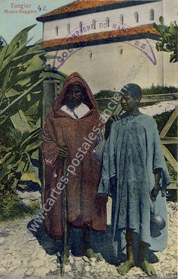Carte postale ancienne Moors Beggars — Tanger — Maroc
