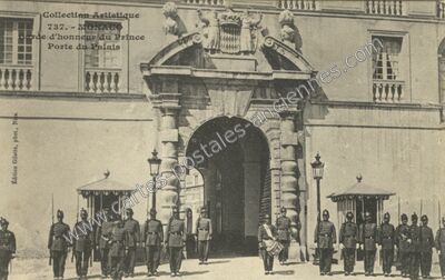Carte postale ancienne Garde d'honneur du Prince Porte du Palais — Monaco — Monaco