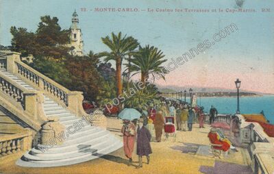 Carte postale ancienne Le Casino les Terrasses et le Cap-Martin — Monte Carlo — Monaco