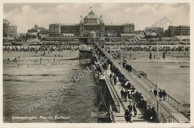 Carte postale ancienne Pier en Kurhaus — Scheveningen — Pays-Bas