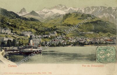 Carte postale ancienne Vue du Debarcadère — Clarens — Suisse
