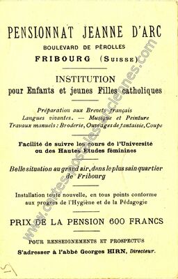 Carte postale ancienne Pensionnat Jeanne d'Arc — Fribourg — Suisse
