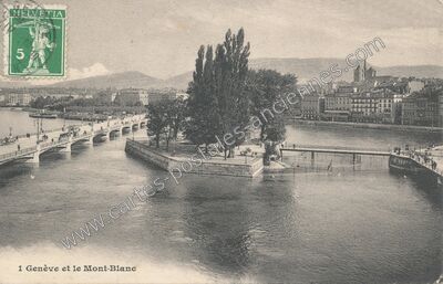 Carte postale ancienne Genève et le Mont-Blanc — Geneve — Suisse