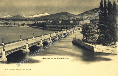 Carte postale ancienne Genève et le Mont-Blanc — Geneve — Suisse