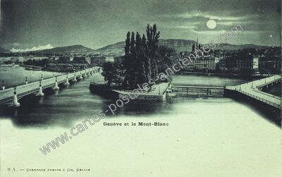 Carte postale ancienne Genève et le Mont-Blanc — Geneve — Suisse
