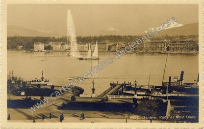 Carte postale ancienne Rade et Mont Blanc — Geneve — Suisse
