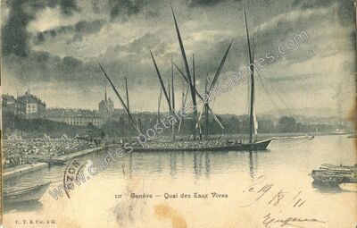 Carte postale ancienne Quai des Eaux Vives — Geneve — Suisse