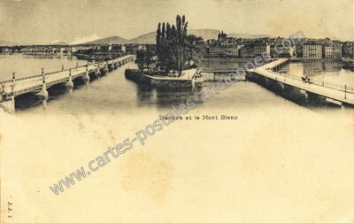 Carte postale ancienne Genève et le Mont Blanc — Geneve — Suisse