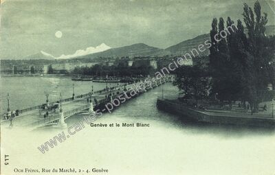 Carte postale ancienne Genève et le Mont Blanc — Geneve — Suisse