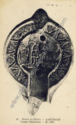 Carte postale ancienne Lampe Chrétienne — Carthage — Tunisie