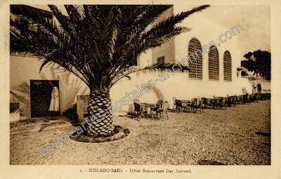 Carte postale ancienne Hôtel Restaurant Dar Zarrouk — Sidi Bou Said — Tunisie