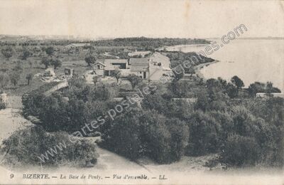 Carte postale ancienne La Baie de Ponty. — Vue d'ensemble — Bizerte — Tunisie