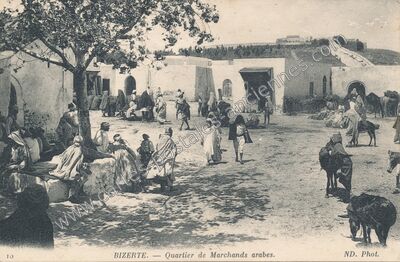 Carte postale ancienne Quartier de Marchands arabes — Bizerte — Tunisie