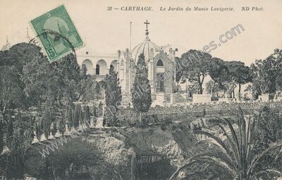 Carte postale ancienne Le Jardin du Musée Lavigerie — Carthage — Tunisie