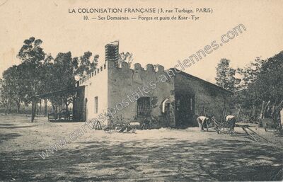 Carte postale ancienne Forges et puits — Ksar Tyr — Tunisie