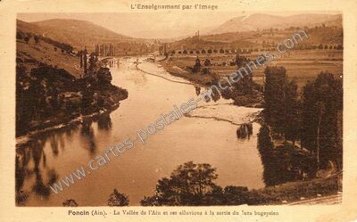 Carte postale ancienne La Vallée de l'Ain et ses alluvions à la sortie du Jura bugeysien — Poncin (Ain)