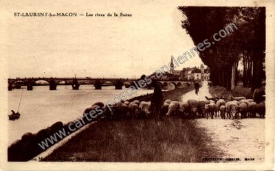 Carte postale ancienne st laurent les macon — Saint-Laurent-sur-Saône (Ain)