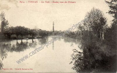 Carte postale ancienne La Veyle - Rendez-vous des Pêcheurs — Vonnas (Ain)
