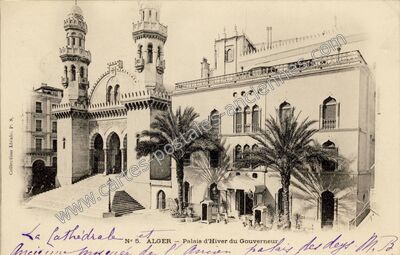 Carte postale ancienne La cathédrale et Palais d'Hiver du Gouverneur — Alger — Algérie