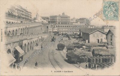 Carte postale ancienne Les Quais — Alger — Algérie