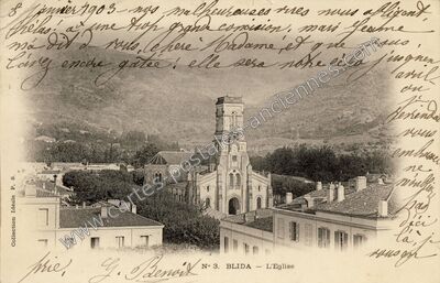 Carte postale ancienne L'Eglise — Blida — Algérie