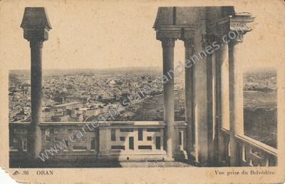 Carte postale ancienne Vue prise du Belvédère — Oran — Algérie