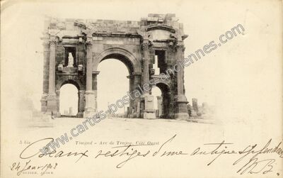 Carte postale ancienne Arc de Trajan, Côté Ouest — Timgad — Algérie