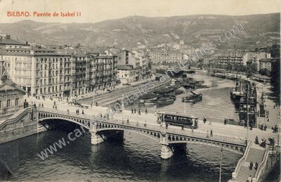 Carte postale ancienne Puente de Isabel II — Bilbao — Espagne