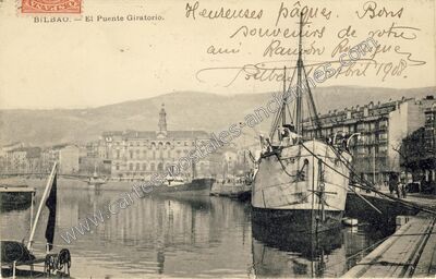 Carte postale ancienne El Puente Giratorio — Bilbao — Espagne