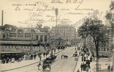 Carte postale ancienne El Puente — Bilbao — Espagne