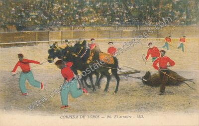 Carte postale ancienne El arrastre — Corrida — Espagne