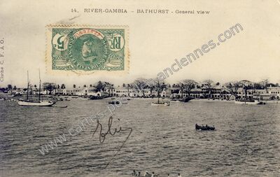 Carte postale ancienne General view — Bathurst — Gambie