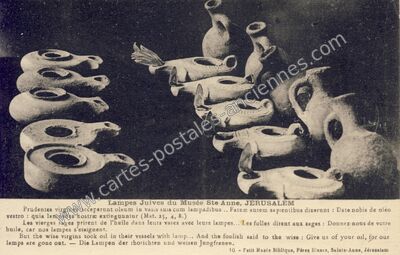 Carte postale ancienne Lampes Juives du Musée Ste Anne — Jerusalem — Israël