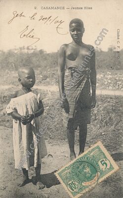 Carte postale ancienne Jeunes filles — Casamance — Sénégal