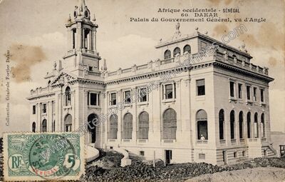 Carte postale ancienne Palais du Gouvernement Général, vu d'Angle — Dakar — Sénégal