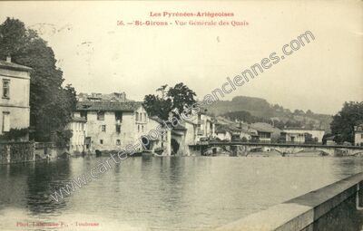 Carte postale ancienne Vue Générale des Quais — Saint-Girons (Ariège)