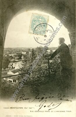Carte postale ancienne Vue générale prise de l'ancienne tour — Montguyon (Charente-Maritime)