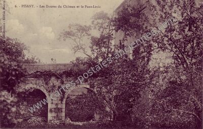 Carte postale ancienne Les Douves du Château et le Pont-Levis — Pisany (Charente-Maritime)