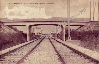 Carte postale ancienne Pont en ciment armé, ligne de Paris-Royan — Pisany (Charente-Maritime)