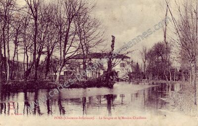 Carte postale ancienne La Seugne et le Moulin Chailloux — Pons (Charente-Maritime)