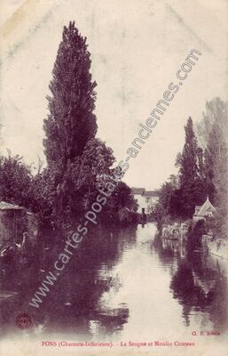 Carte postale ancienne La Seugne et Moulin Conteau — Pons (Charente-Maritime)