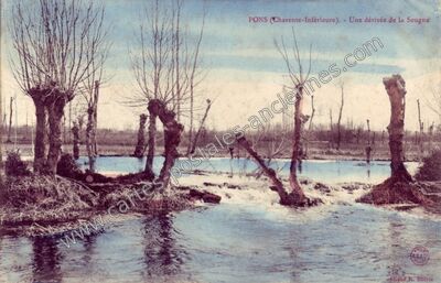 Carte postale ancienne Une dérivée de la Seugne — Pons (Charente-Maritime)