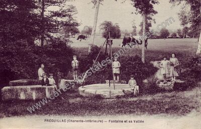 Carte postale ancienne Fontaine et sa Vallée — Préguillac (Charente-Maritime)