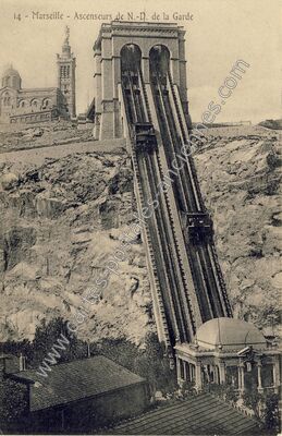 Carte postale ancienne Ascenseurs de N.-D. de la Garde — Marseille (Bouches-du-Rhône)