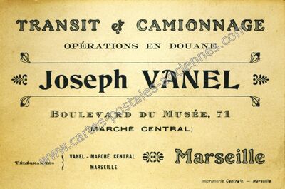 Carte postale ancienne Joseph VANEL — Marseille (Bouches-du-Rhône)
