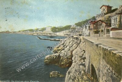 Carte postale ancienne Vue Générale de la Corniche — Marseille (Bouches-du-Rhône)